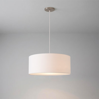 Luminaire suspendu extensible de 15 po de diamètre, corps en acier nickel satiné, base en acier, gradateur VEL non inclus