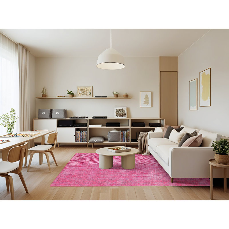 Tapis traditionnel rose, Rectangle 7 pi x 9 pi