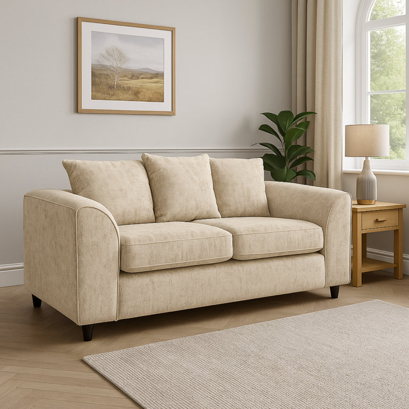 2 Seater Chenille Sofa, Beige