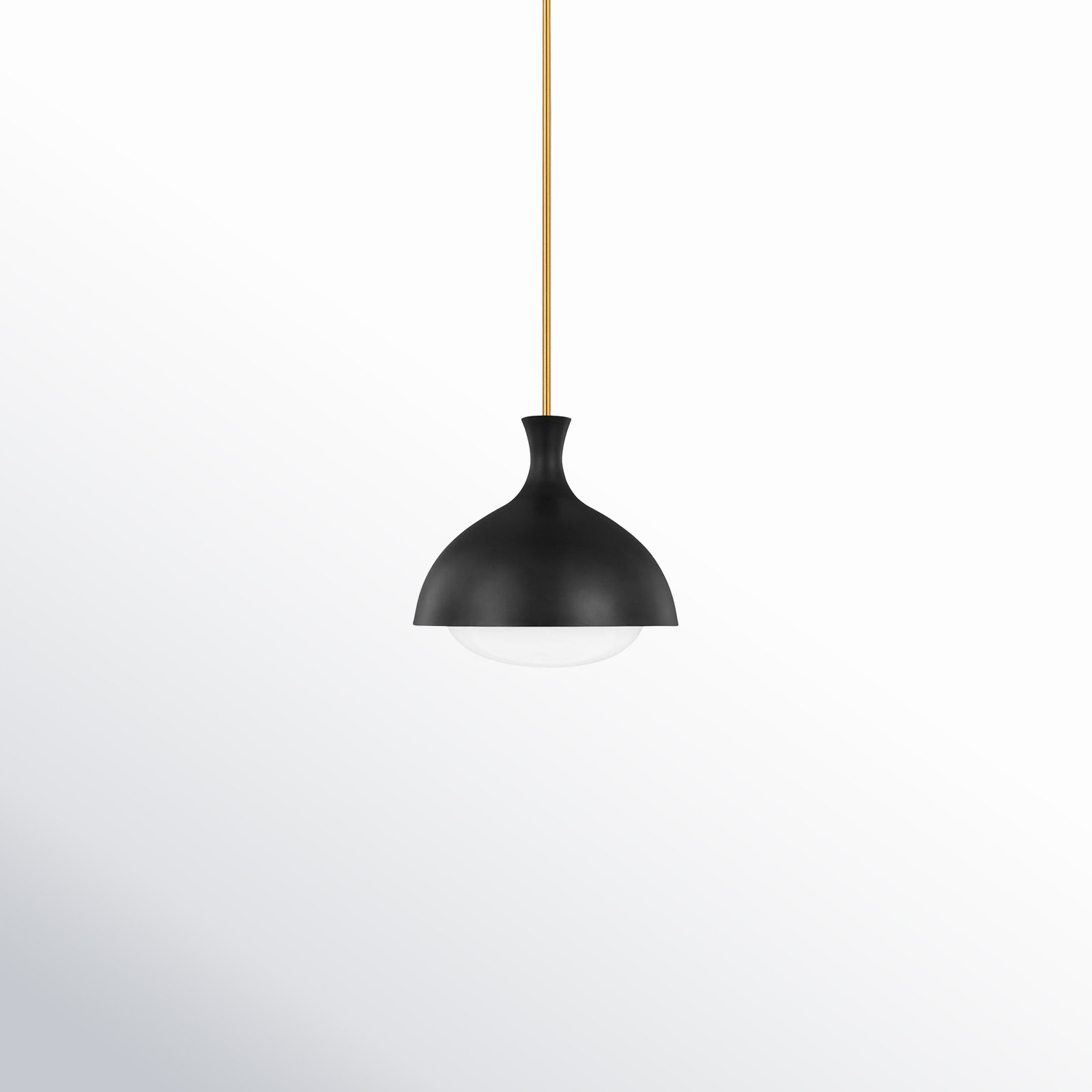Alexia Single Light Glass Dimmable Pendant, Midnight Black/Burnished Brass