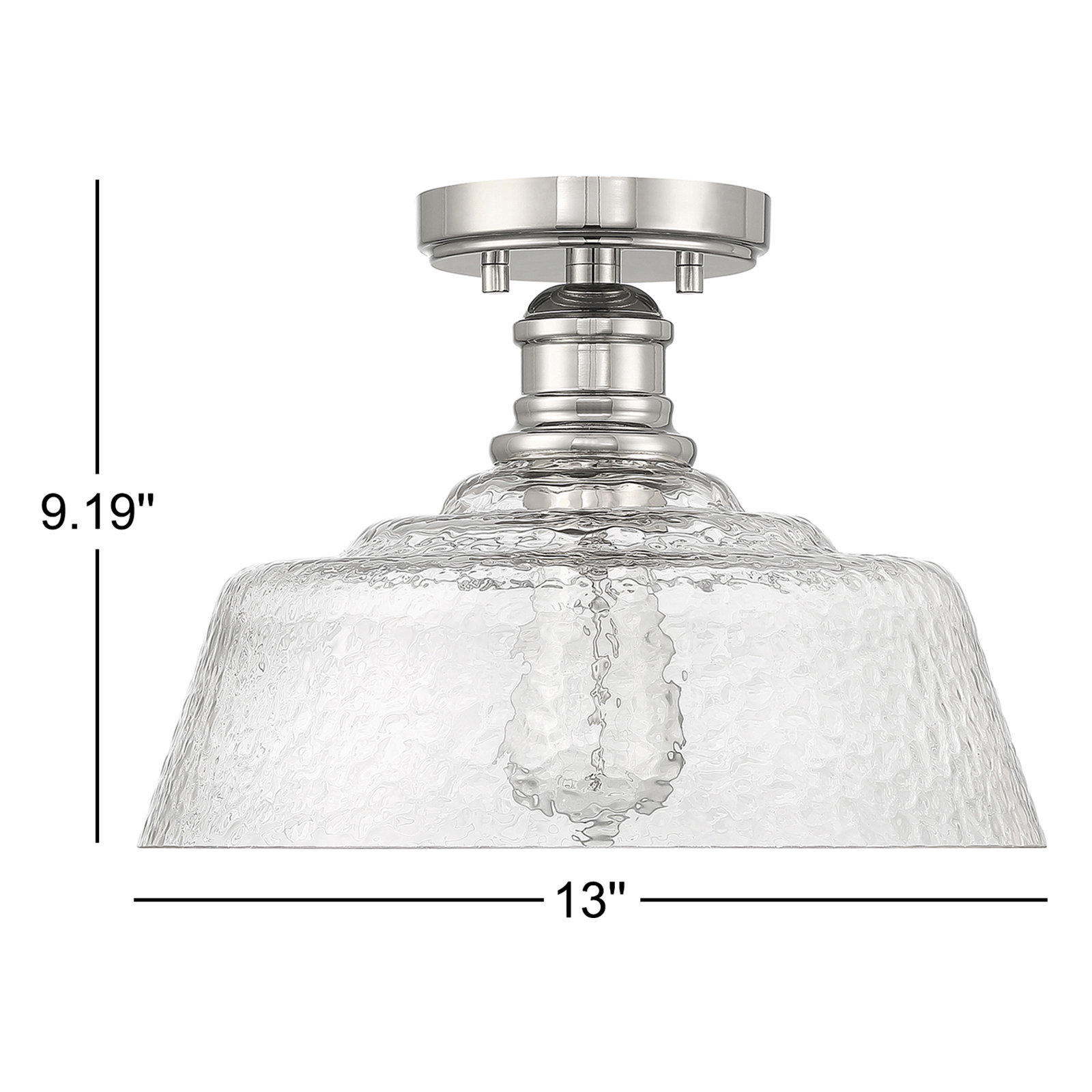 Lindholm 1-Light 13" Semi Flush Mount, Polished Nickel