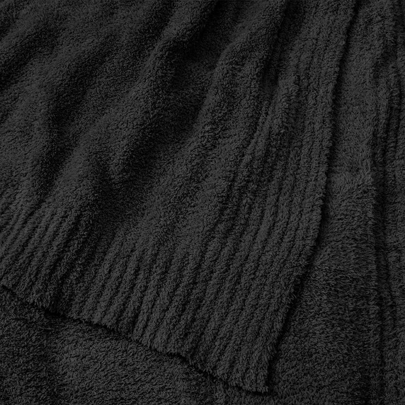 Black Reversible Fleece Knit Throw Blanket, 50x60 Inches