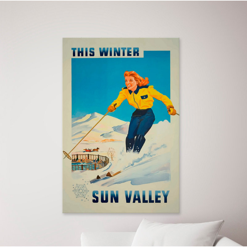 « sun valley », publicité rétro sur toile tendue, H 24 po x l 16 po
