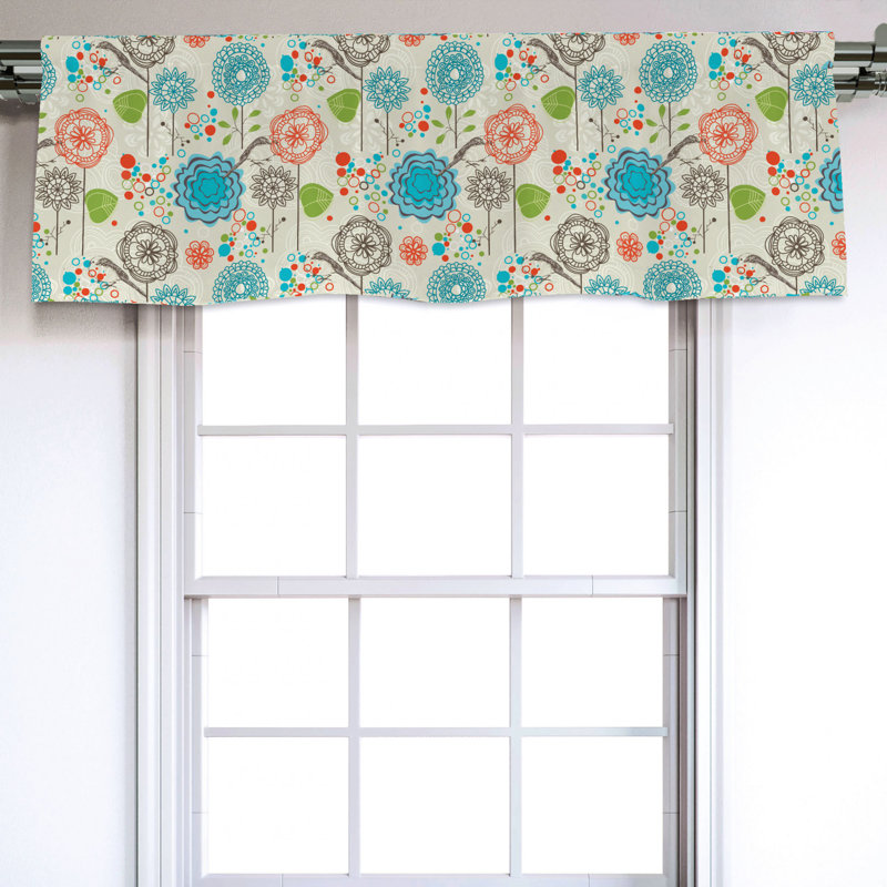 Sateen Floral Ruffled Window Valance