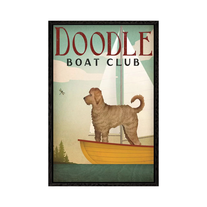 Doodle Boat Club by Ryan Fowler - Wrapped Canvas Painting, 66.04 cm H x 45.72 cm W, Black Floater Framed