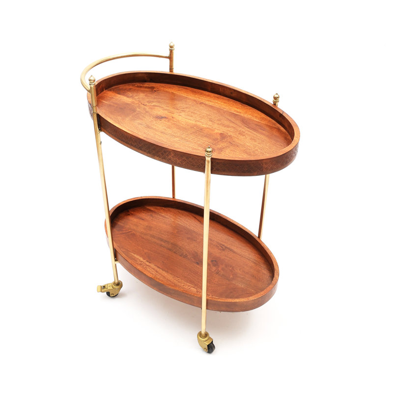 Chariot-bar en bois et métal Zayonna