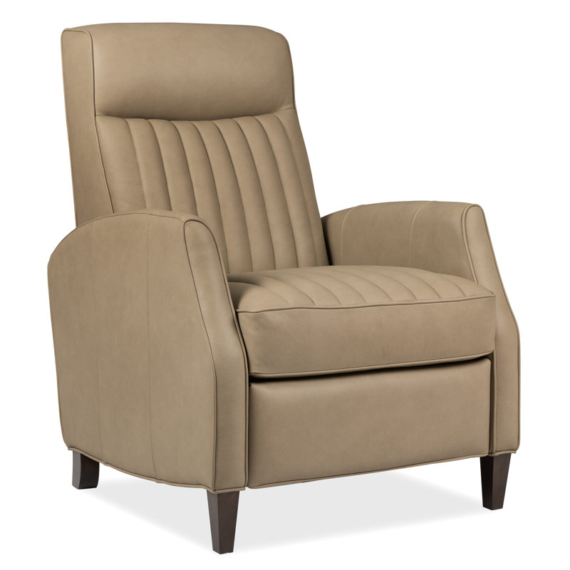 Denver Push Back Recliner, Beige Top Grain Leather