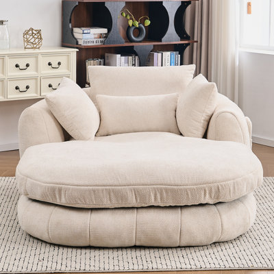Oversized Chaise Lounge Chair Indoor, Deep Seat Chenille Sleeping Couch, Cloudlike Reading Chair for Living Room, Bedroom, Reading Room by Latitude Run