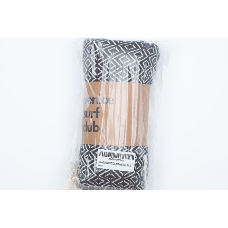 Jakkele Turkish Cotton Jacquard Beach Towel, Navy Belt