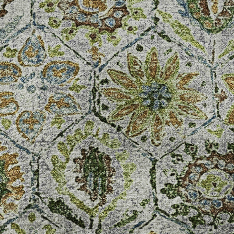 Premium Machine Washable Ralston AMF1938 Floral Rug, Rectangle 1'8" x 2'6"