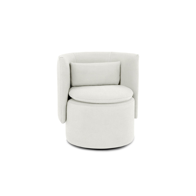 Finn Swivel Barrel Chair, Snow Polyester Blend