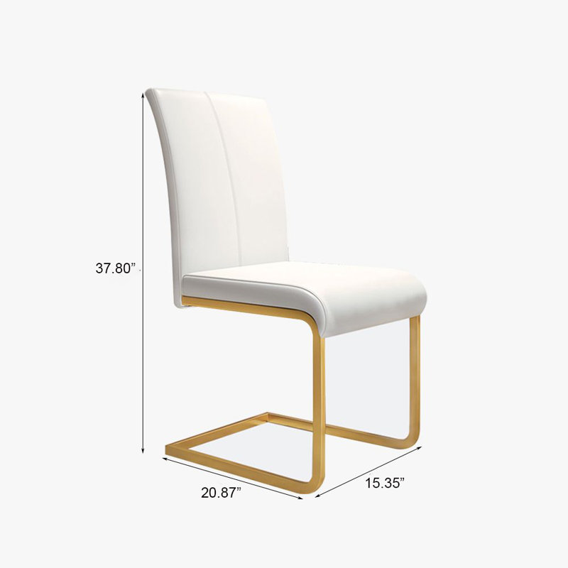 Chaises d'appoint modernes en similicuir et pieds en métal, Blanc