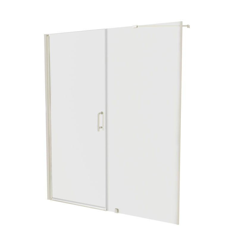 60" Brushed Nickel Semi-Frameless Pivot Shower Door with Clear Glass