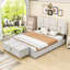 Ensemble de chambre à coucher 2 pièces Jiuliana, grand lit plateforme tapissier, repose-pieds avec rangement et pieds en métal-276175180