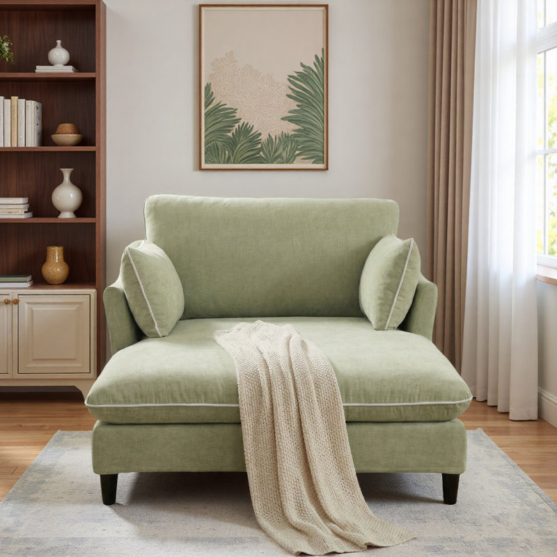 Chaise longue moderne avec coussins, Green