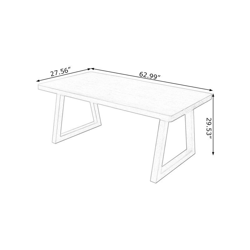Brown Rectangular Solid Wood desk, 29.53" H x 62.99" W x 27.56" D