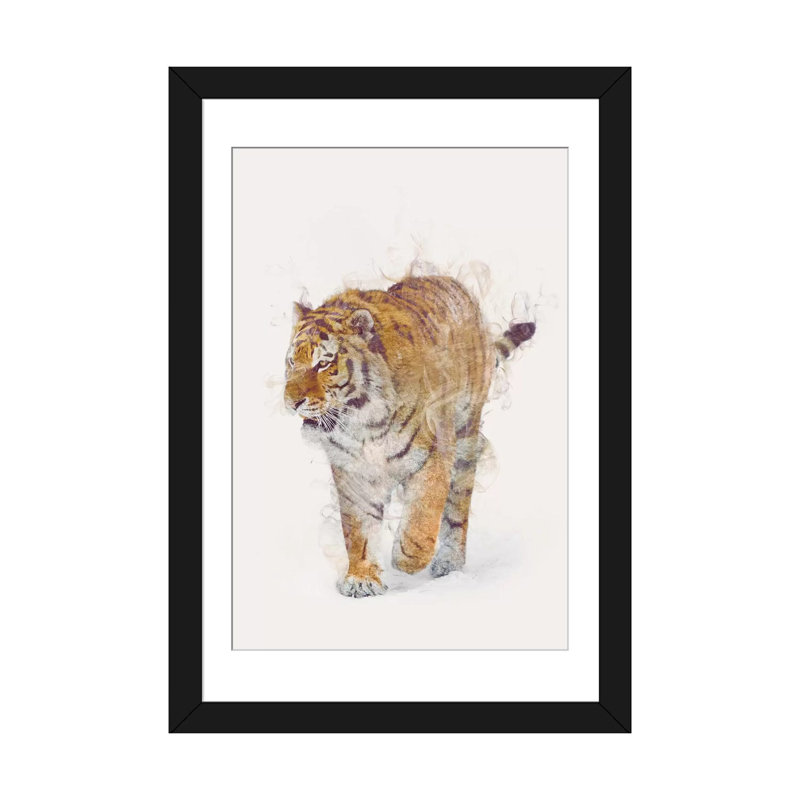 «The Tiger», impression sur toile tendue, Blanc, H 24 po x l 16 po x P 1 po, Papier d'art encadré noir