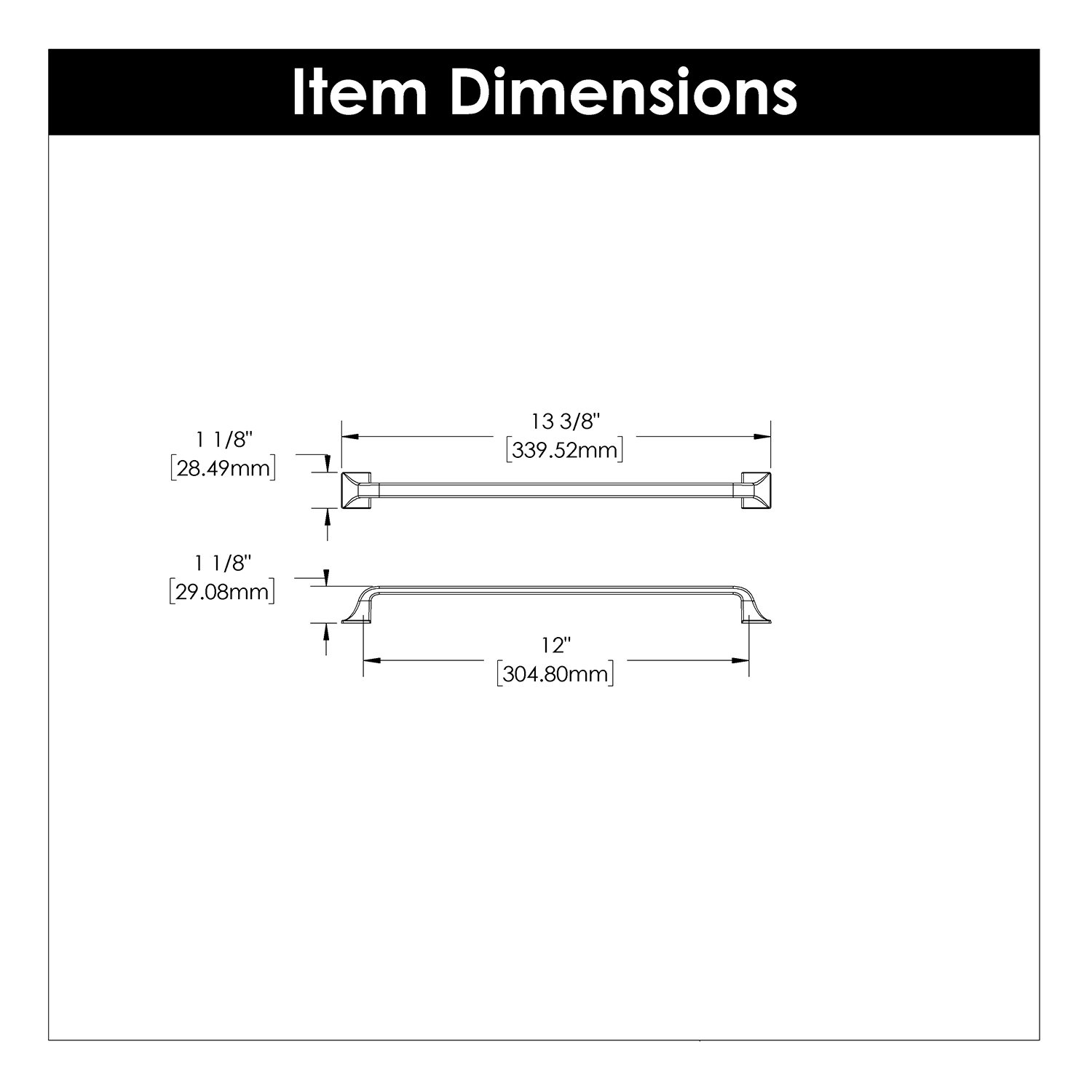 Forge Farmhouse Cabinet Pull, Black Iron, 12", Set of 1
