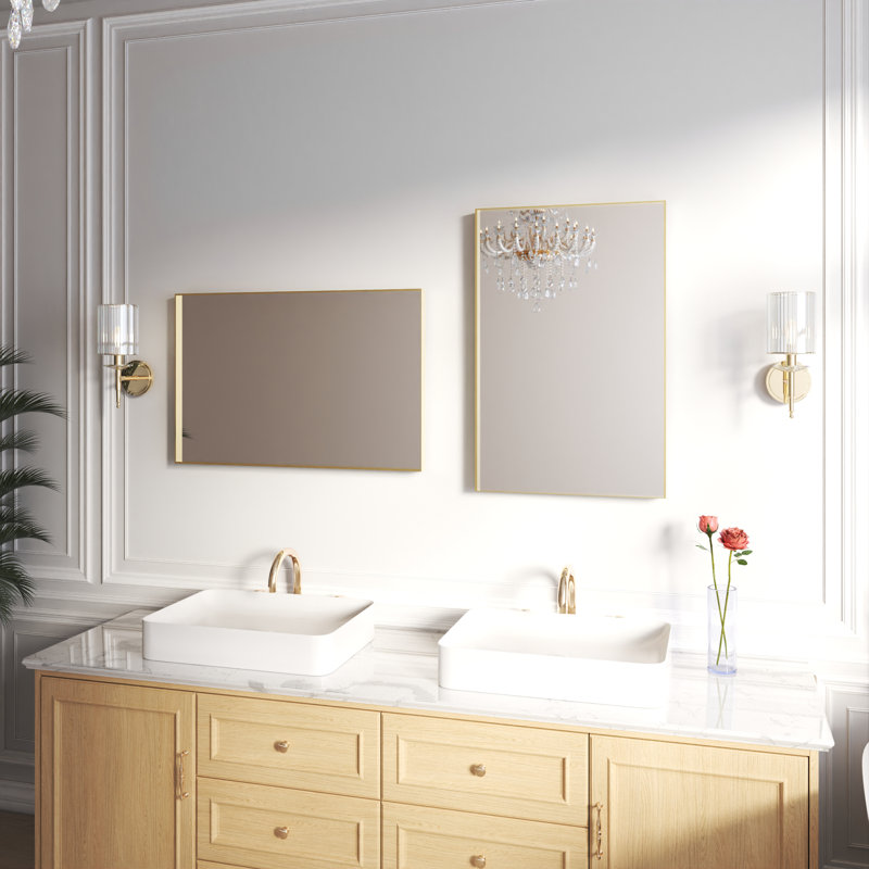 Miroir en aluminium à angle droit avec cadre en aluminium, 32 po x 40 po