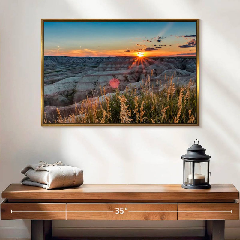 Parc national Badlands, 25 po x 17 po, Cadre flottant doré