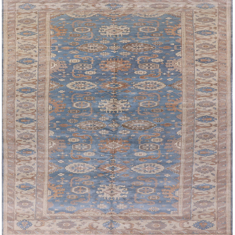 Tapis oriental brun / beige / bleu Arshen, Carré 7 pi