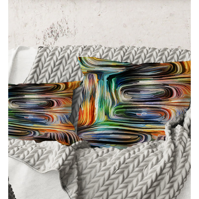 Carré, couleur Fusion VII - coussin décoratif imprimé moderne, 16" x 16"
