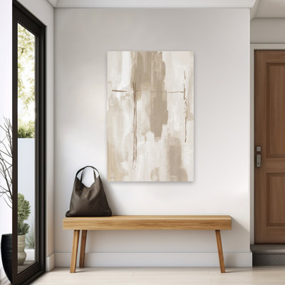 In The Lines II - Contemporary Abstract Painting Neutral Tones Beige Brush Strokes Art