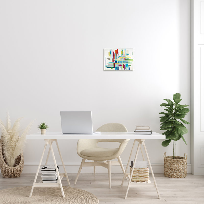 «Cross Hatch Abstract» par Third and Wall - reproduction d'art, Giclée encadrée blanc bord de mer