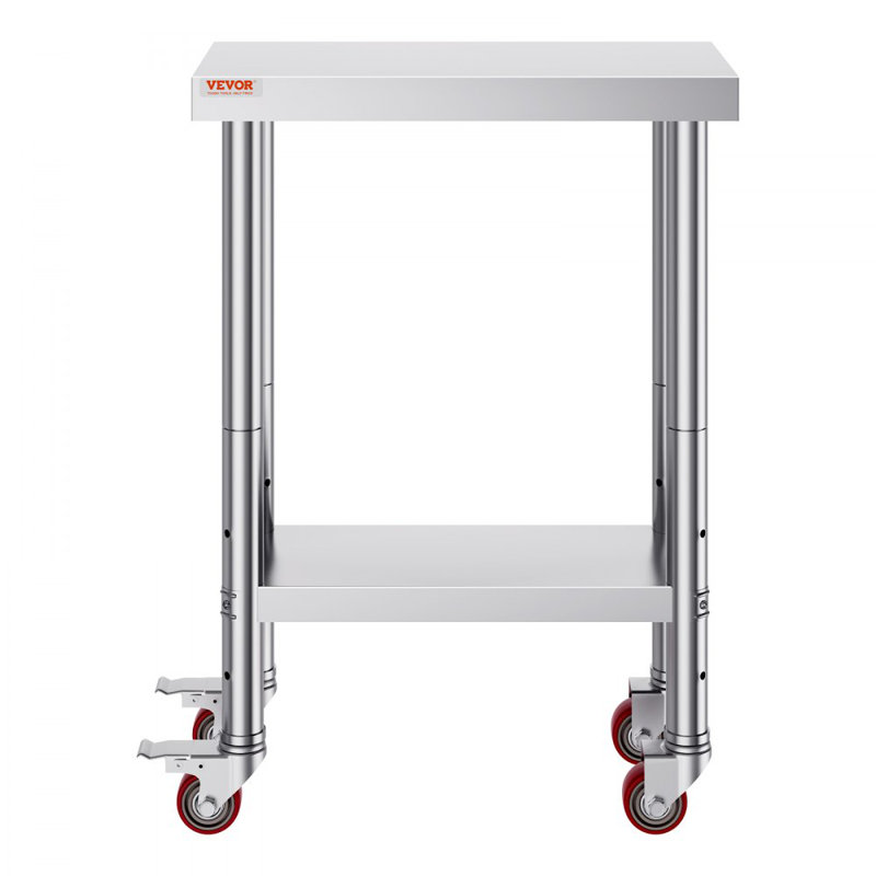 Stainless Steel Work Table with Wheels 24 x 12 x 32 Inch Prep Table