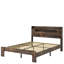 Très grande base de lit plateforme en bois avec tête de lit à DEL avec rangement, 2 fonctions silencieuses, pas de sommier tapissier, installation rapide, grande lueur sous l'espace, mode de fonctionnement silencieux, assemblage facile