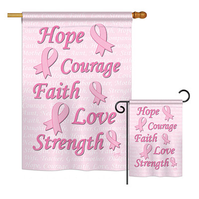 Drapeau de jardin en polyester 2 faces Hope, Faith, Courage Inspirational Support Impressions