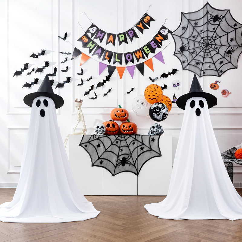 2Packs Halloween Decorations Outdoor,Halloween Party Decorations Indoor,Spooky Ghost Decor With Remote Control String Lights,Halloween Ghost Lights For Porches Yards Gardens Lawn