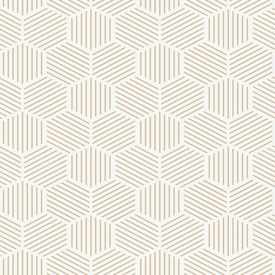 Papier peint adhésif à rayures mosaïque hexagonale taupe