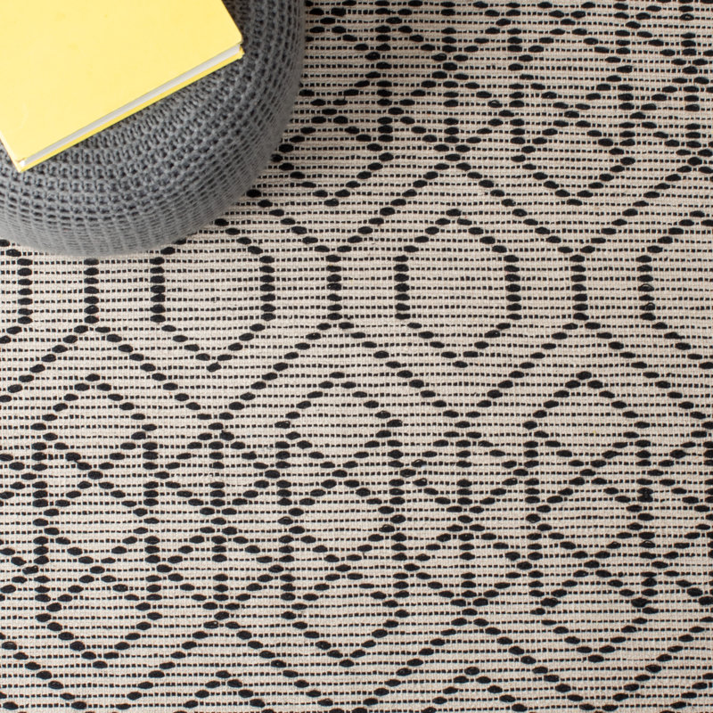 Tapis géométrique en coton tissé à la main Montauk, Rectangle 6 pi x 9 pi