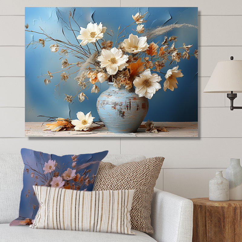 Nature morte avec bouquet de fleurs sauvages I, H 24 po x l 32 po x P 1 po, Toile tendue