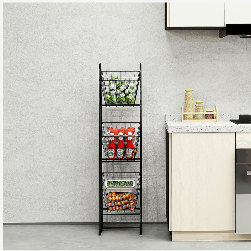 Organisateur de panier de cuisine à 3 niveaux, support métallique autoportant pour fruits, légumes et garde-manger
