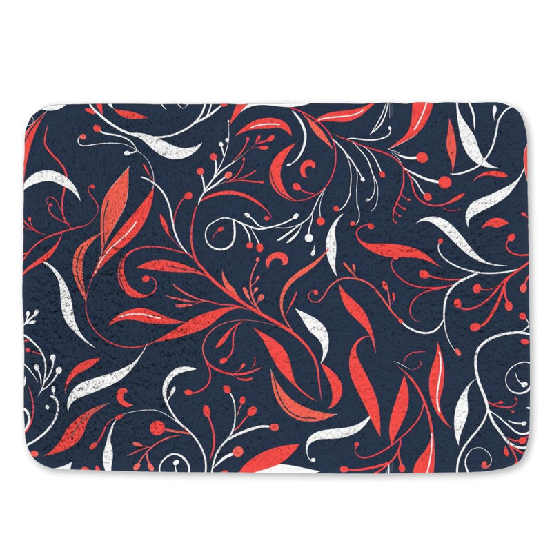 Floral Art Microfiber / Microsuede Bath Mat, 21"W x 34"L