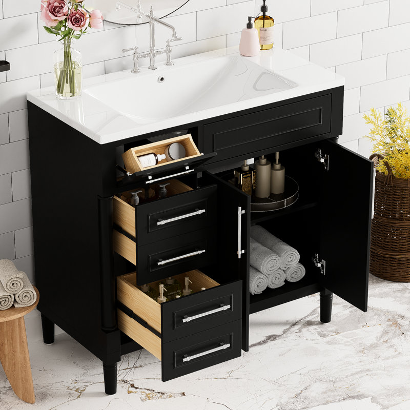 Meuble-lavabo 36 po en résine - Design moderne et spacieux contemporain