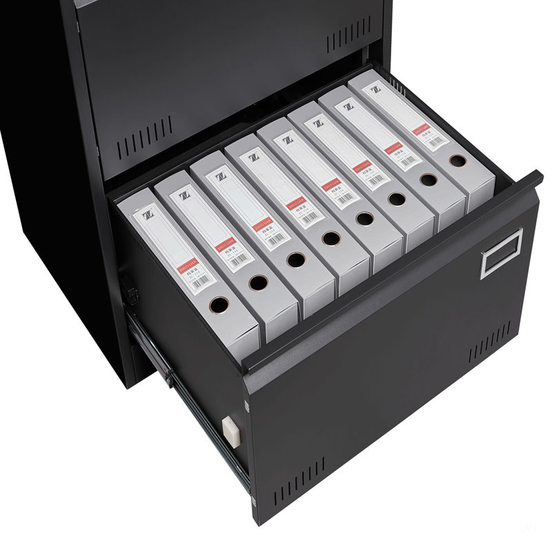 Filing Cabinet Lateral File Cabinet 3 Drawer, Blcak Locking Metal File Cabinets Three Drawer, Office Filing Cabinet with Lock Drawers for Home Office/Legal/Letter/A4/F4