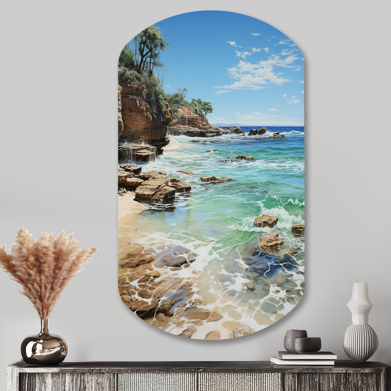Décoration murale en forme de cylindre cylindrique picard - Plage côtière, H 43 po x l 23 po