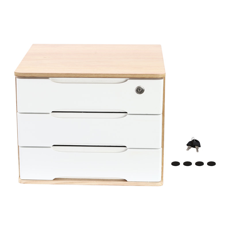 Villeroy Solid Wood Desk Organizer, White/Beige