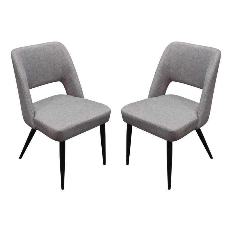 Ensemble de (2) chaises de salle à manger Reveal en tissu gris avec pieds en métal thermolaqué noir