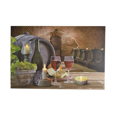 Toile rétro-éclairée à DEL, art mural vin et fromage