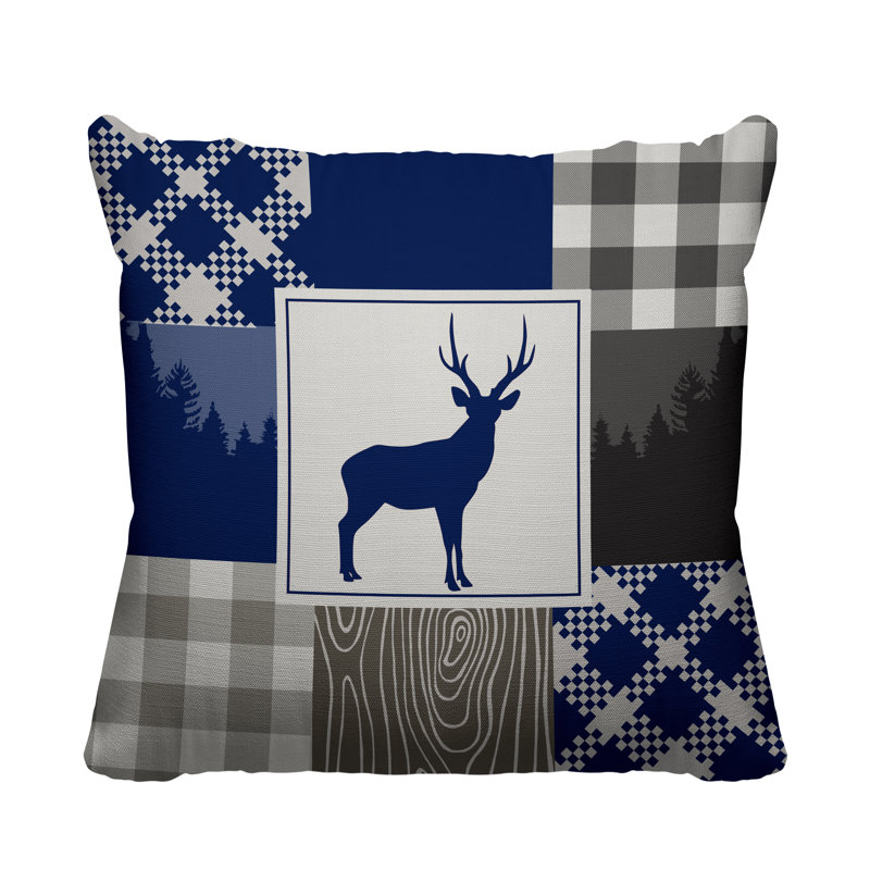 Coussin intérieur / extérieur Range Trees Cabin, 19 po x 19 po, Bleu marine, Carré