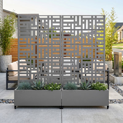Metal Planter Box with Trellis