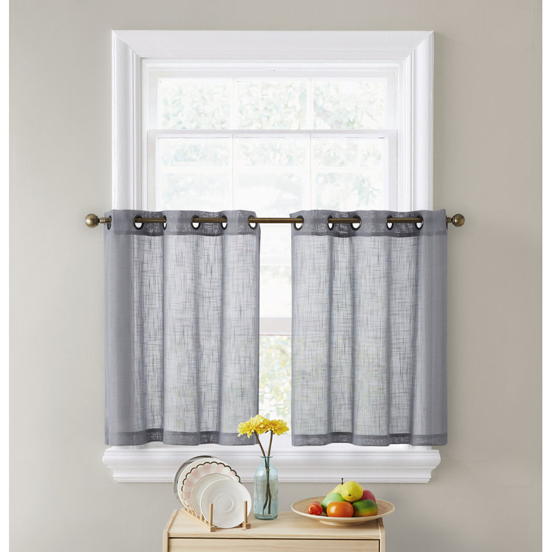 Aleksander Tailored Cafe Curtain, 35" W x 24" L, Gray