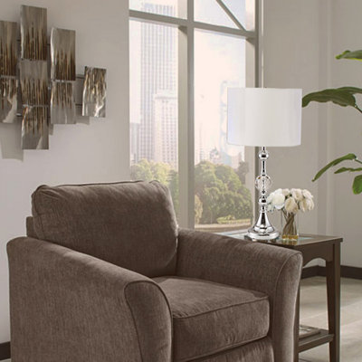 Metal Table Lamp" Leona" with Chrome finish and Crystal Accents