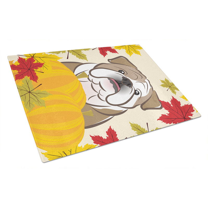 Caroline's Treasures Tempered Glass Thanksgiving Cutting Board, English Bulldog