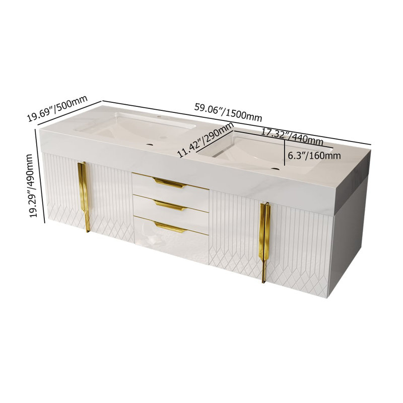Aro Series 1501mm Wall Hung Double Vanity