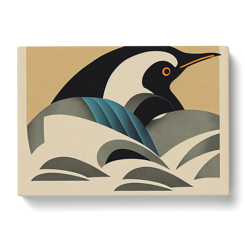 Penguin Art Deco Abstract - Wrapped Canvas, 50cm H x 76cm W x 3cm D